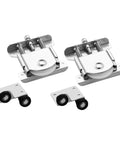 Sliding Glass Door Roller Pulleys Set For Wardrobe And Cabinet Tracks, heavy duty steel rollers, silver color, easy installation hardware