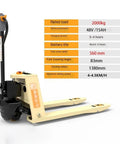 Heavy Duty Electric Pallet Jack Truck With 4400 Lb Capacity And Long Lasting Lithium Battery for indoor use with 560 mm fork width.