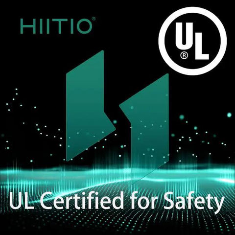HIITIO logo with UL certification for safety, emphasizing secure standards for Heavy Duty 800V DC Relay Contactor 20A.