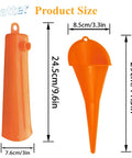 Orange funnels from Oil Change Kit With Filter Wrench, Crankcase Fill Tool, Primary Case Funnel, Drip Free Oil Filter Funnel Set