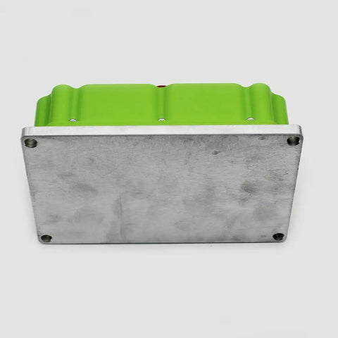 Heavy Duty Programmable Motor Controller For Electric Scooter And Motorcycle with green housing and silver base, top view.