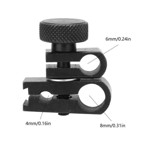 Dial Indicator Clamp Kit With Tungsten Steel Chuck Sleeve Lever Swivel Dovetail Clamp for 4mm 6mm 8mm sizes, front view