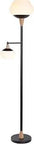 Mother And Son Floor Lamp In Bronze Oil Rubbed Finish With Wood Turned Accent, Old School Vibe Retro Modern Torchiere