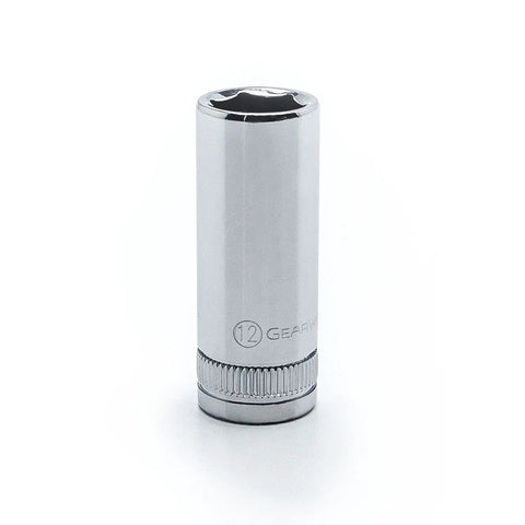 One socket from Fourteen Piece Three Eighths Inch Drive Six Point Mid Length Metric Socket Set For Easy Access And Reduced Rounding Surface