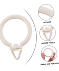 Plastic Roman Curtain Rings 48 Pack With Smooth Glide Hanging Hooks, white ring with close-up details, durable and portable design