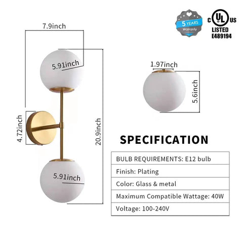 Globe Wall Sconce 21 Inch Modern Milk Glass Globe Light For Bathroom Vanity Mirror Living Room Hallway And Stairs Nordic Style LED Fixture Chic Yet Practical Home Lighting For A Cozy Modern Vibe