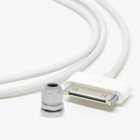 25 Pack Nylon Adjustable Cable Glands Waterproof Cord Grips Heavy Duty Joint Connectors 3-15mm Range with light grey seal and cable.