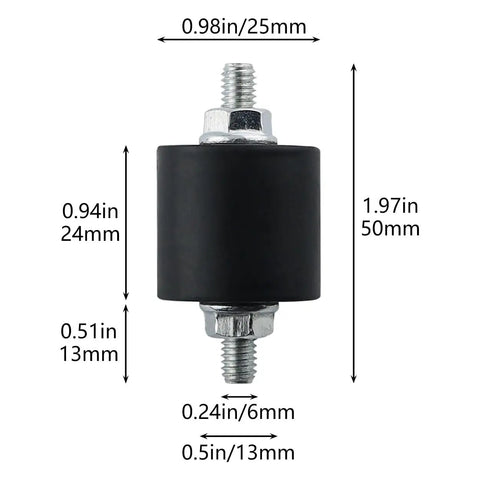 4 Pack M6 Rubber Shock Absorbing Mounts With Bolts Vibration Isolation Pads For Fitness Equipment Air Conditioners Water Pumps And Welding Machines 1.9 Inch Length Durable Black, 50mm size
