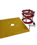 Boss Level Router Lift Table With Solid Insert Plate Kit And Easy Mount Handle for precise woodworking job setup.