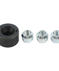 Heavy Duty Wheel Stud Installer Kit For Cars And Trucks With 3 Hub Nuts To Replace Broken Tire Bolts M12x1 25 M12x1 5 M14x1 5 Fast Fix For Most Vehicles, black steel tool with 3 silver nuts