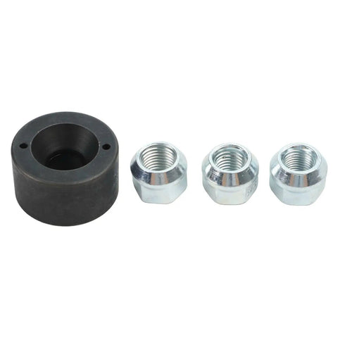 Heavy Duty Wheel Stud Installer Kit For Cars And Trucks With 3 Hub Nuts To Replace Broken Tire Bolts M12x1 25 M12x1 5 M14x1 5 Fast Fix For Most Vehicles, black steel tool with 3 silver nuts