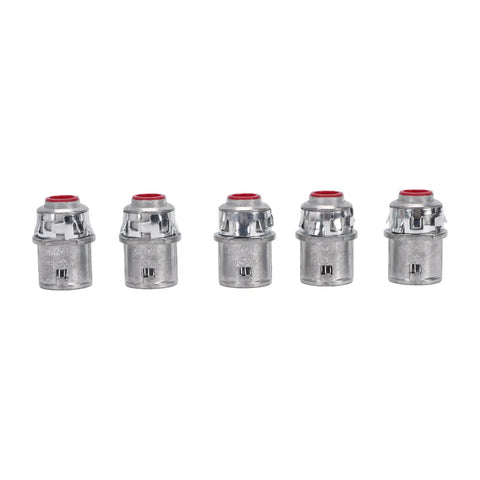 Tool Free Snap In Metal Clad Cable Connectors 3 8 Inch Fit Electrical Conduit in a row, zinc die cast metal, reusable.