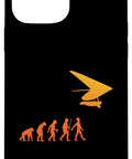 Hang Glider Art iPhone 13 Pro Max Case with evolution silhouette design in orange on black background.