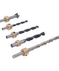 Top Notch 5 Piece Pocket Hole Drill Bit Set Made From High Speed Steel With Adjustable Depth And Three Knife Points For Super Clean Woodworking Holes In Just About Any Project You Got Going On. five drill bits with depth collars