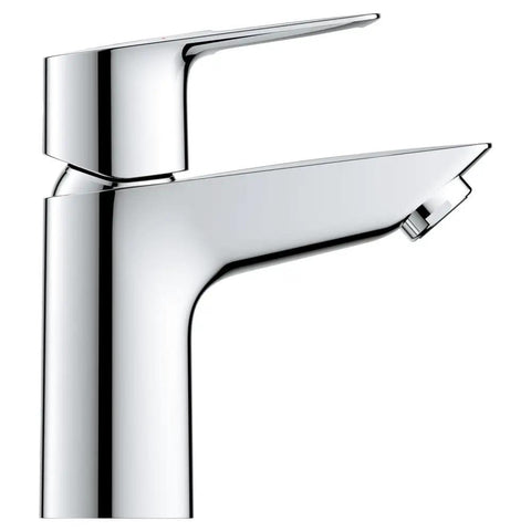 Profile view of Bauloop Single Hole Bathroom Faucet With Single Handle S Size Chrome Finish 1.2 GPM Flow Drip Free Ceramic Disc Valve Brass Body