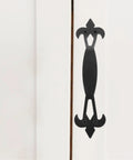 Black Iron Cabinet Door Handles For Dresser Drawers And Wardrobes, Vintage Metal Pulls For Kitchen Cupboards, flat view on door