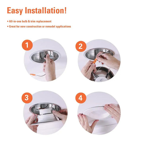 Easy installation tutorial for 5 Inch And 6 Inch Led Recessed Can Trim Retrofit Kit With Switchable Cct Temperatures Dimmable.