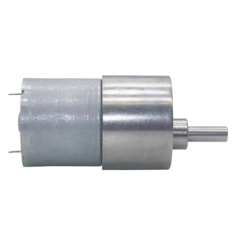 JGB37 Badass Torque DC Gearmotor With Legit Metal Gearbox Smooth 35 To 960 RPM Range side view showing metal casing and output shaft.