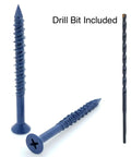 100 Qty 3/16 x 1-1/4 Flat Head Phillips Diamond Tip Concrete Screws with drill bit, EnviroSeal coated, corrosion resistant