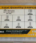 Heavy Duty 240 Piece Flat Point Set Screw Kit with Stainless Steel Hex Socket Screws and Allen Key, box of assorted sizes