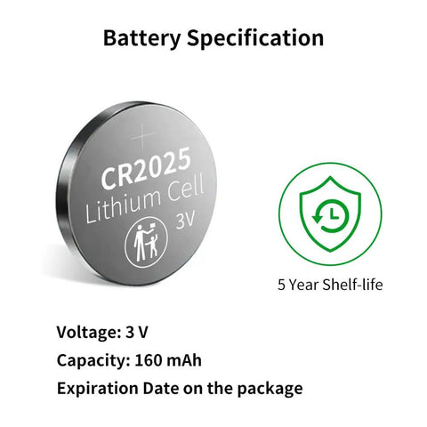 Hella Reliable Cr2025 Lithium Coin Cell Batteries 10 Pack 3 Volt 160 Mah battery with voltage and capacity information on packaging.