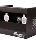 Dual Shooting Gallery Airgun Target With Knockdown Reset, all-metal pellet trap displayed with targets and center reset icon