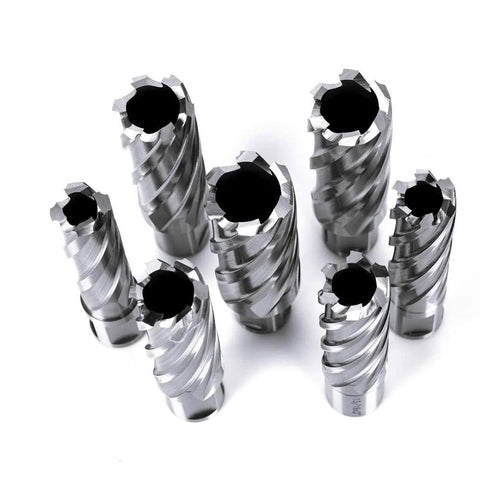 Oscarbide annular cutter set, 13 pieces; hollow-center, spiral-fluted drill bits for magnetic drill presses