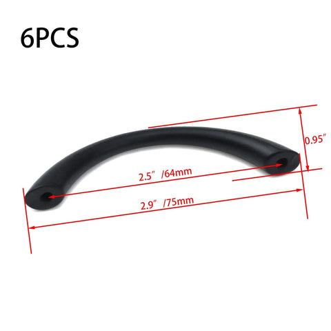 6 Pack Two And A Half Inch Hole Center Solid Arch Drawer Pulls Bow Curved Dresser Cabinet Handles Matte Black dimensions view