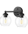 Industrial Vanity Light Fixture With Two Light Vintage Matte Black Bathroom Lighting Globe Clear Glass Shades Farmhouse Wall Sconces Modern Rustic Sconce Lighting For Bath