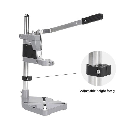 Adjustable Electric Drill Press Stand And Holder Bracket For Workbench Clamp Tool Station Lightweight Aluminum Alloy mount with height adjustment.