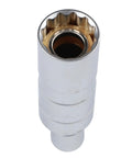 Close-up of a magnetic thin wall deep socket from the Spark Plug Socket Set 7 Piece 3/8 Inch Drive, steel construction.