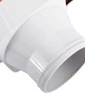 Close-up of the outlet of the Heavy Duty Inline Marine Bilge Blower Fan DC 12 Volt 130 Cfm Slick White Abs Housing.