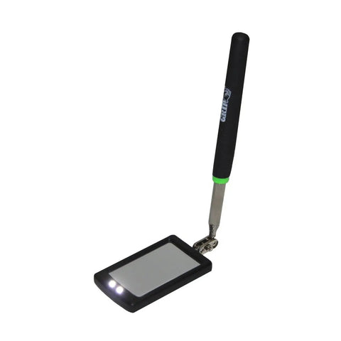 Telescopic LED Inspection Mirror Lets You Reach Tight Spots With Ease Extends 11 To 34 Inches Stainless Steel Shaft Dual Ball Joint Mirror And Twin LED Lights For Clear Visibility In Machinery Automotive Home Garage And Workshop