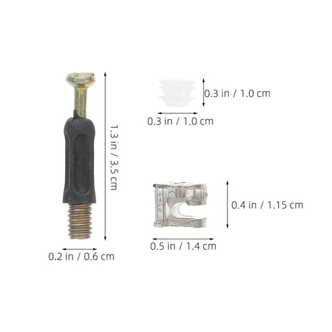 Dimensions of 30 Sets M6 Universal Corner Connectors For Furniture, Zinc Alloy And Plastic Cabinet Fasteners Kit