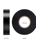 10 Pack Black Waterproof Electrical Tape Three Quarter Inch by Sixty Six Feet Pro Grade Industrial UL CSA Listed High Temp Vinyl Tape for Wiring Insulation and Outdoor Projects, front view, 0.75 inch wide, 66 feet length.