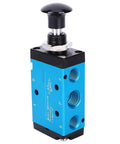 Manual Control Pressure Valve For Pneumatic Systems, 2 Position 3 Way Aluminum Body With PVC Seals, side view