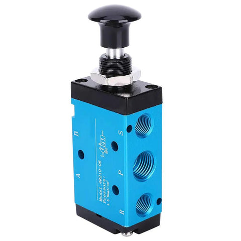 Manual Control Pressure Valve For Pneumatic Systems, 2 Position 3 Way Aluminum Body With PVC Seals, side view