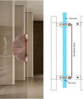 Half Moon Door Handles for Glass Doors in Gold Finish Modern Barn Door Push Pull Handles Double Sided for Single Door Sturdy Aluminum Alloy Ergonomic Grip Grab And Go Style Rust Resistant Long Lasting, rose gold half-moon glass door handle, 150x300 mm