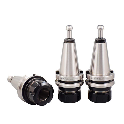 Four Piece Precision Balanced BT40 ER32 Tool Holder Set With G2.5 25000 RPM alloy steel with retention knobs visible