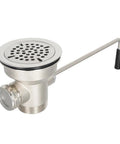 3-1/2 Inch Commercial Sink Drain With Twist Handle Waste Valve Stopper For One Half And Three Compartment Sinks, 2 Inch Outlet