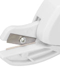 Close-up of heavy duty blade on Cordless Battery Powered Electric Scissors With A Beefy Ergonomic Grip and sturdy metal blade.