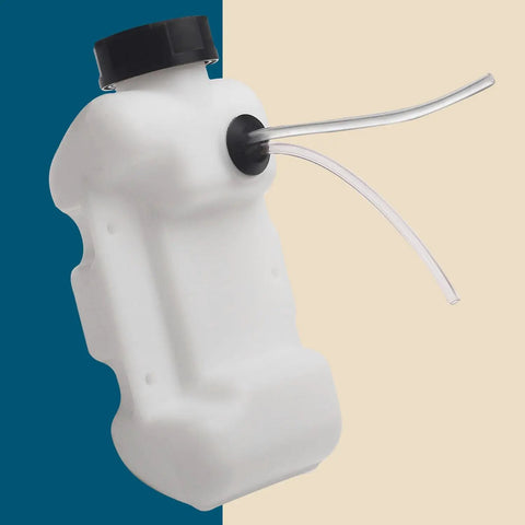 Fuel Tank Assembly 308675054 Replacement for Toro Ryobi Homelite 310833001, white plastic tank with two hoses