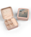 Flying F15 And F16 Jet Aircraft Jewelry Travel Case Pink, Compact 4 x 4 x 2 Inch Travel Jewelry Organizer With Soft Plush Lining