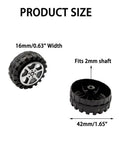 Plastic Toy Wheel Set for RC Cars and Robots, 30 Wheels with 15 Shafts, 42mm Diameter, 16mm Width, Fits 2mm Shaft