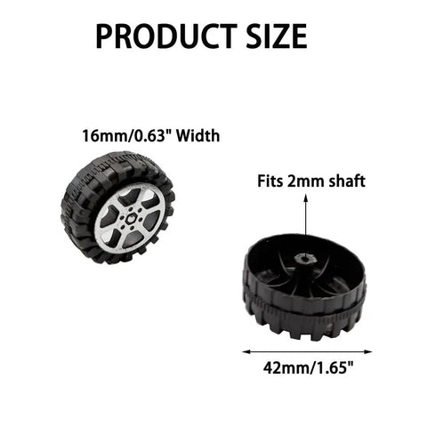 Plastic Toy Wheel Set for RC Cars and Robots, 30 Wheels with 15 Shafts, 42mm Diameter, 16mm Width, Fits 2mm Shaft