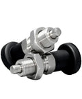 Grip Tight Two Piece M20 Thread Stainless Steel Ball Nose Spring Plunger Pair With Quick Twist Knob, showing detail of retracting pin mechanism.
