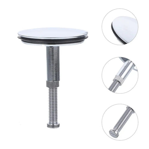 2pcs Brass Rotating Bathtub Drain Plug with Flat Seal for Bathroom, showcasing flat seal design and threaded base for installation.
