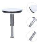 Close-up of 2pcs Brass Bathtub Stopper with Flat Seal, Rotating Metal Drain Plug showing the shiny flat top and threaded base.