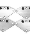 Rock Solid Aluminum Router Table Insert Plate Corner Leveling Pads Kit; four metal pads with adjustable screws for woodworking.
