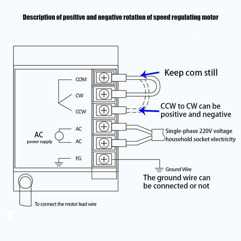 Wiring diagram of Beefy High Torque 110V 40W Variable Speed Gear Motor With 1 To 15 Reduction Ratio Single Phase Geared Motor 90 RPM.